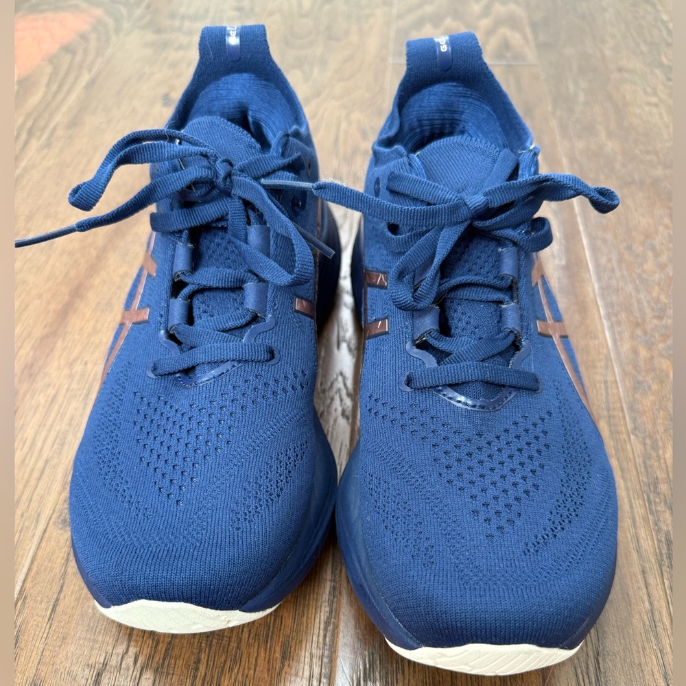 ASICS Gel Nimbus 26 Women's Navy Blue and Rose Gold Running Shoes size 7 - Picture 3 of 14